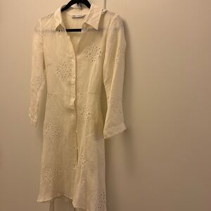 Zara white shirt dress with tie waist